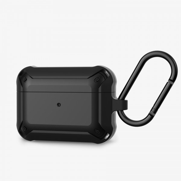 Wholesale Heavy Duty Shockproof Armor Hybrid Protective Case Cover for [Apple Airpods Pro] (Black)
